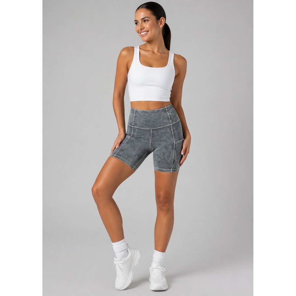 Lululemon Fast and Free Short Ice Dye Asphalt Grey High Rise Bike Shorts 2 XS